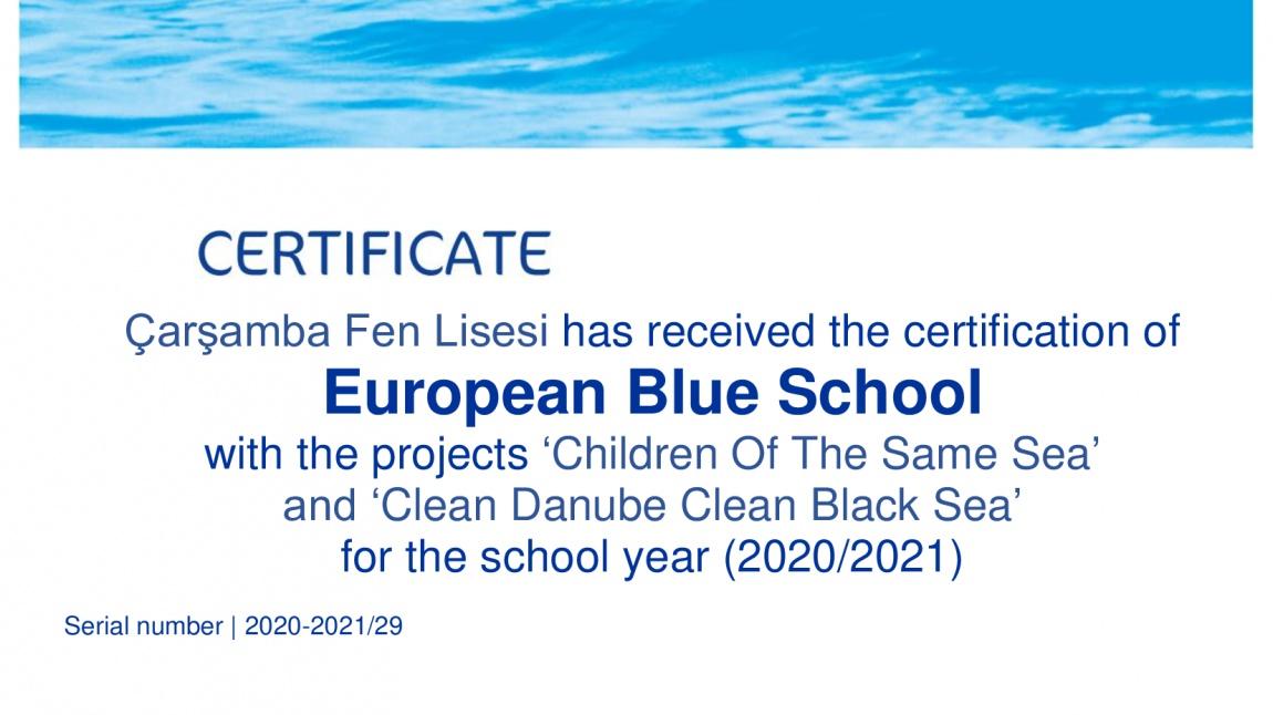 Okulumuz European Blue Schools Ödülünü Kazandı